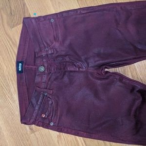 Hudson burgundy treated skinny jeans